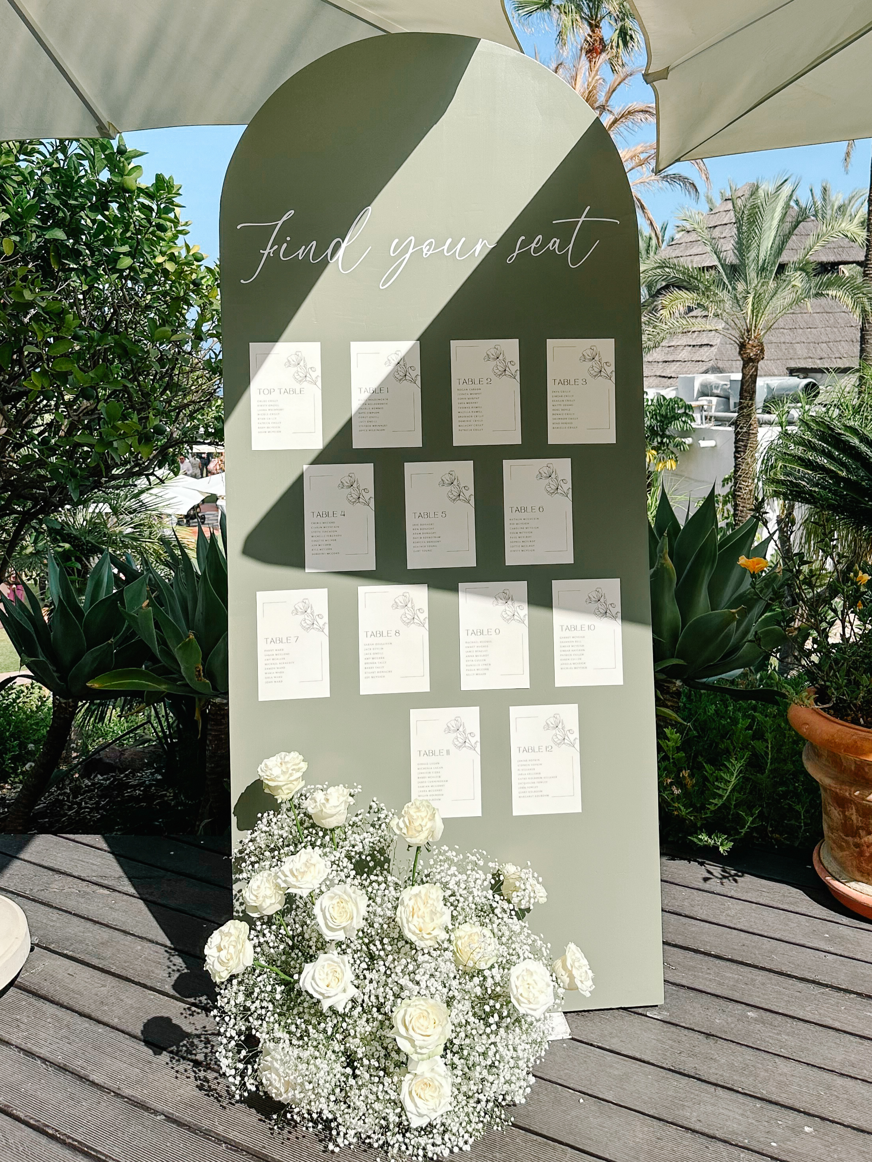 Seating Plan Cards Medium Without Stick